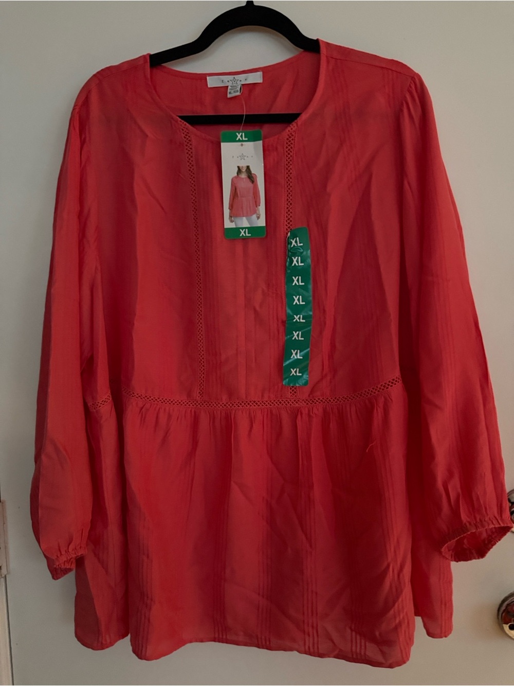 Coral Peasant Tunic Top - XL